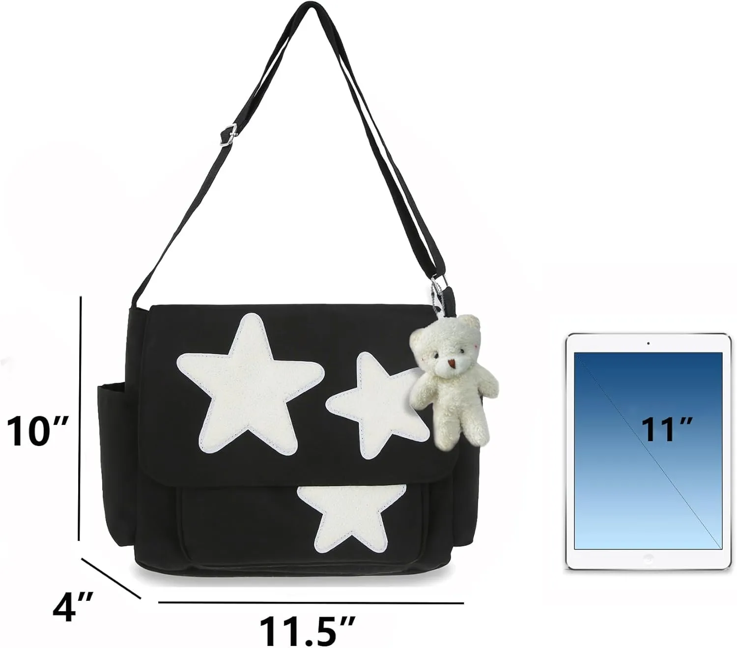 Small Messenger Bag for Women Cute Bag Kawaii Star Crossbody Shoulder Tote Bag with Accessories Gift