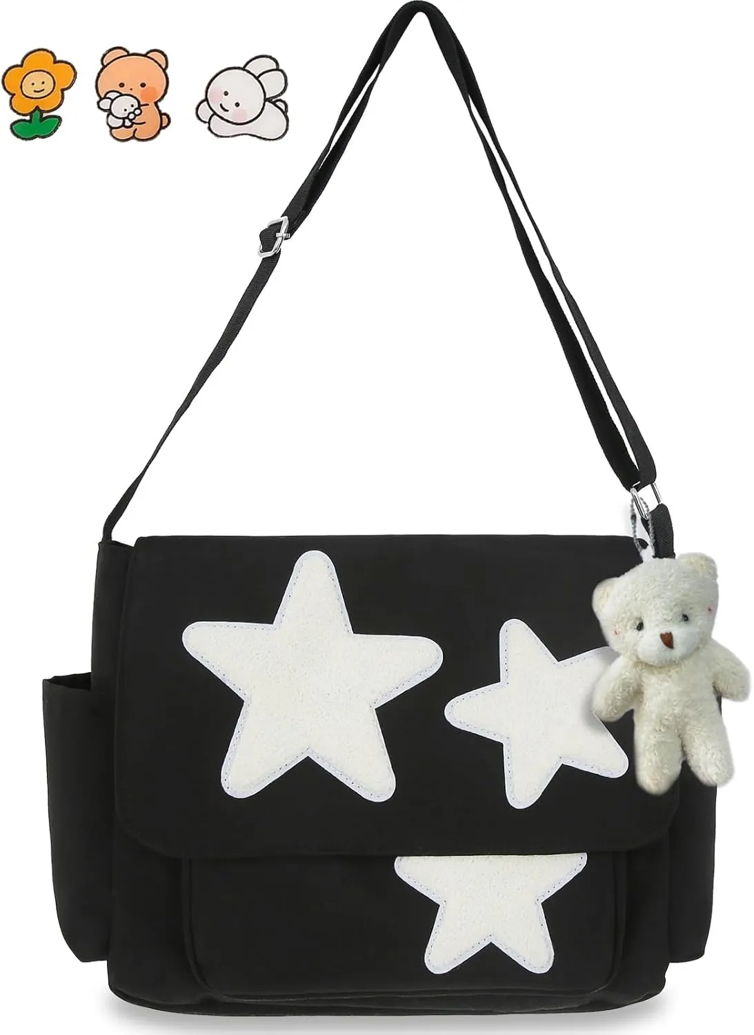 Small Messenger Bag for Women Cute Bag Kawaii Star Crossbody Shoulder Tote Bag with Accessories Gift