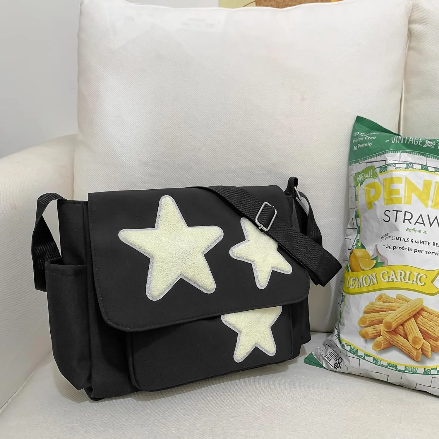 Small Messenger Bag for Women Cute Bag Kawaii Star Crossbody Shoulder Tote Bag with Accessories Gift
