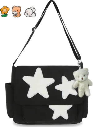 Small Messenger Bag for Women Cute Bag Kawaii Star Crossbody Shoulder Tote Bag with Accessories Gift