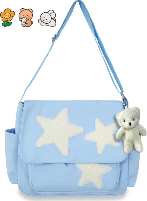 Small Messenger Bag for Women Cute Bag Kawaii Star Crossbody Shoulder Tote Bag with Accessories Gift