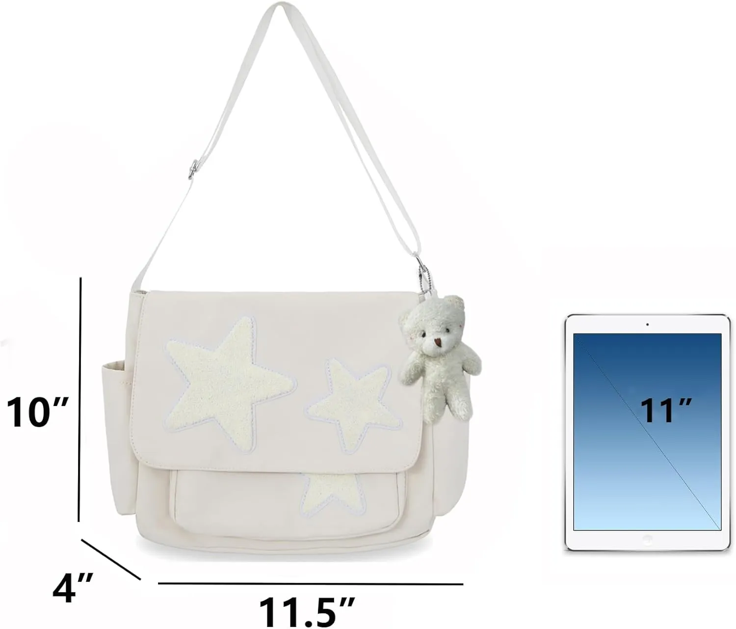 Small Messenger Bag for Women Cute Bag Kawaii Star Crossbody Shoulder Tote Bag with Accessories Gift