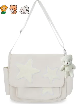 Small Messenger Bag for Women Cute Bag Kawaii Star Crossbody Shoulder Tote Bag with Accessories Gift