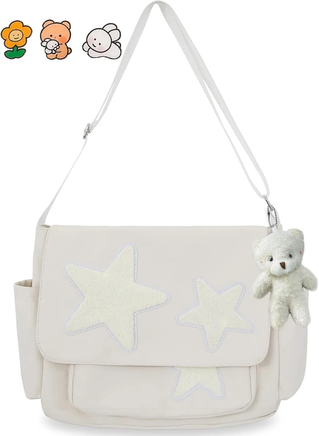 Small Messenger Bag for Women Cute Bag Kawaii Star Crossbody Shoulder Tote Bag with Accessories Gift