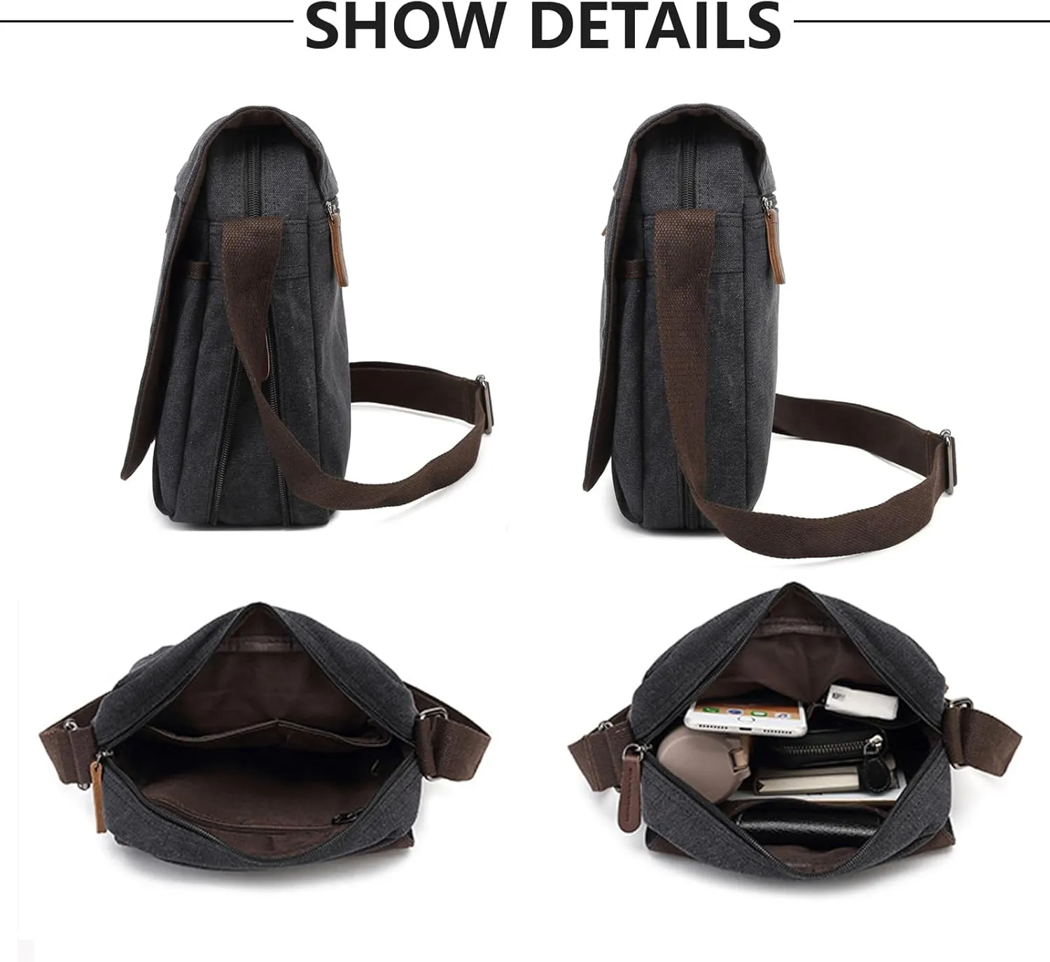 Small retro canvas messenger men's crossbody bag and shoulder bag