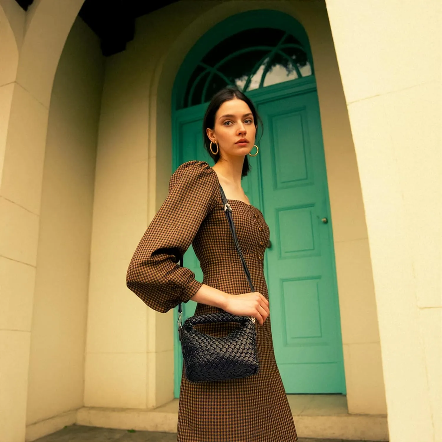 Small Women woven bag Woven Crossbody Bag for Women woven purse Leather handbag mini Hobo Bag