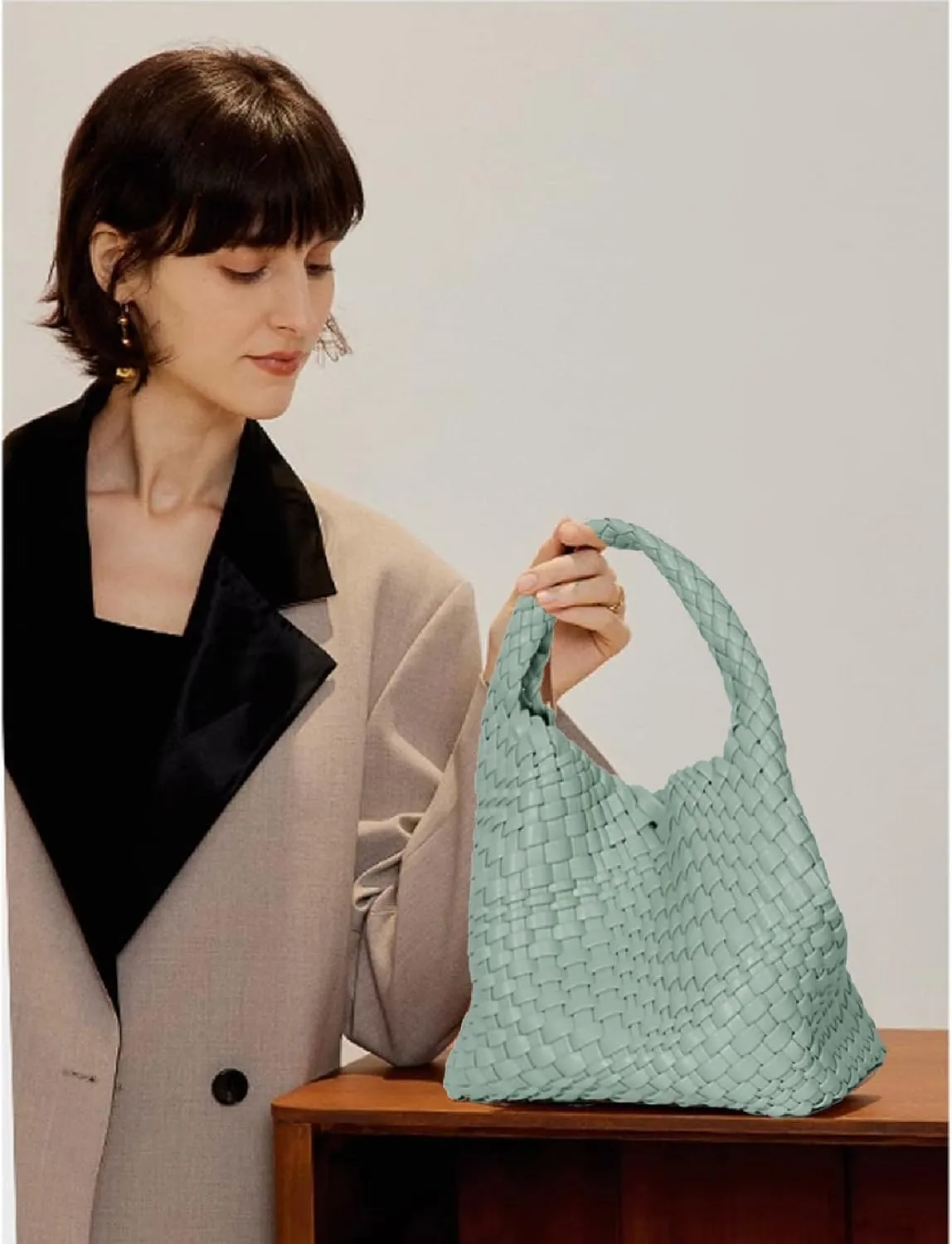 Small Woven Bags for Women Cute Hobo Tote Woven Handbag Mini Clutch Purse vegan leather Crossbody bags Shoulder Handmade Bag