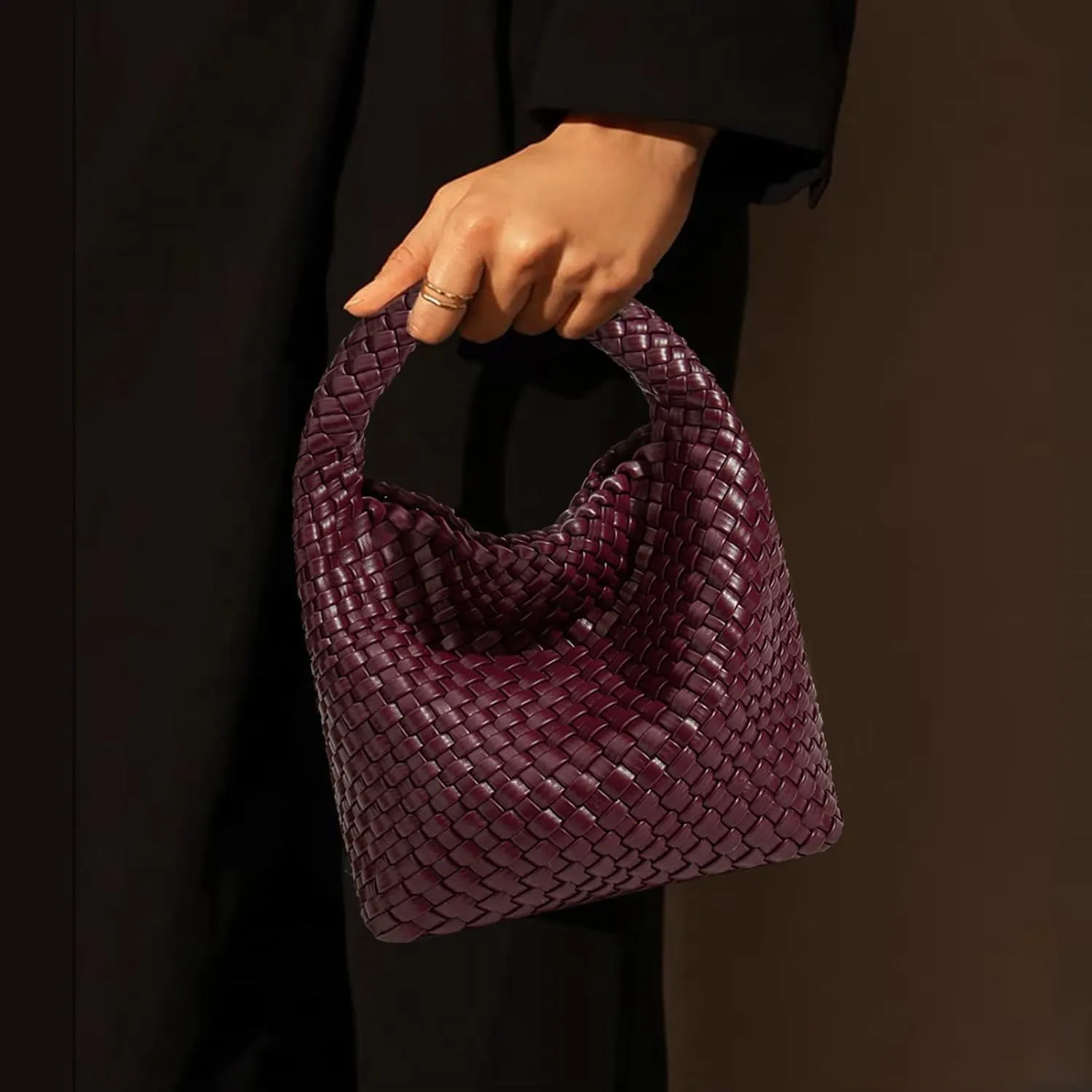 Small Woven Bags for Women Cute Hobo Tote Woven Handbag Mini Clutch Purse vegan leather Crossbody bags Shoulder Handmade Bag