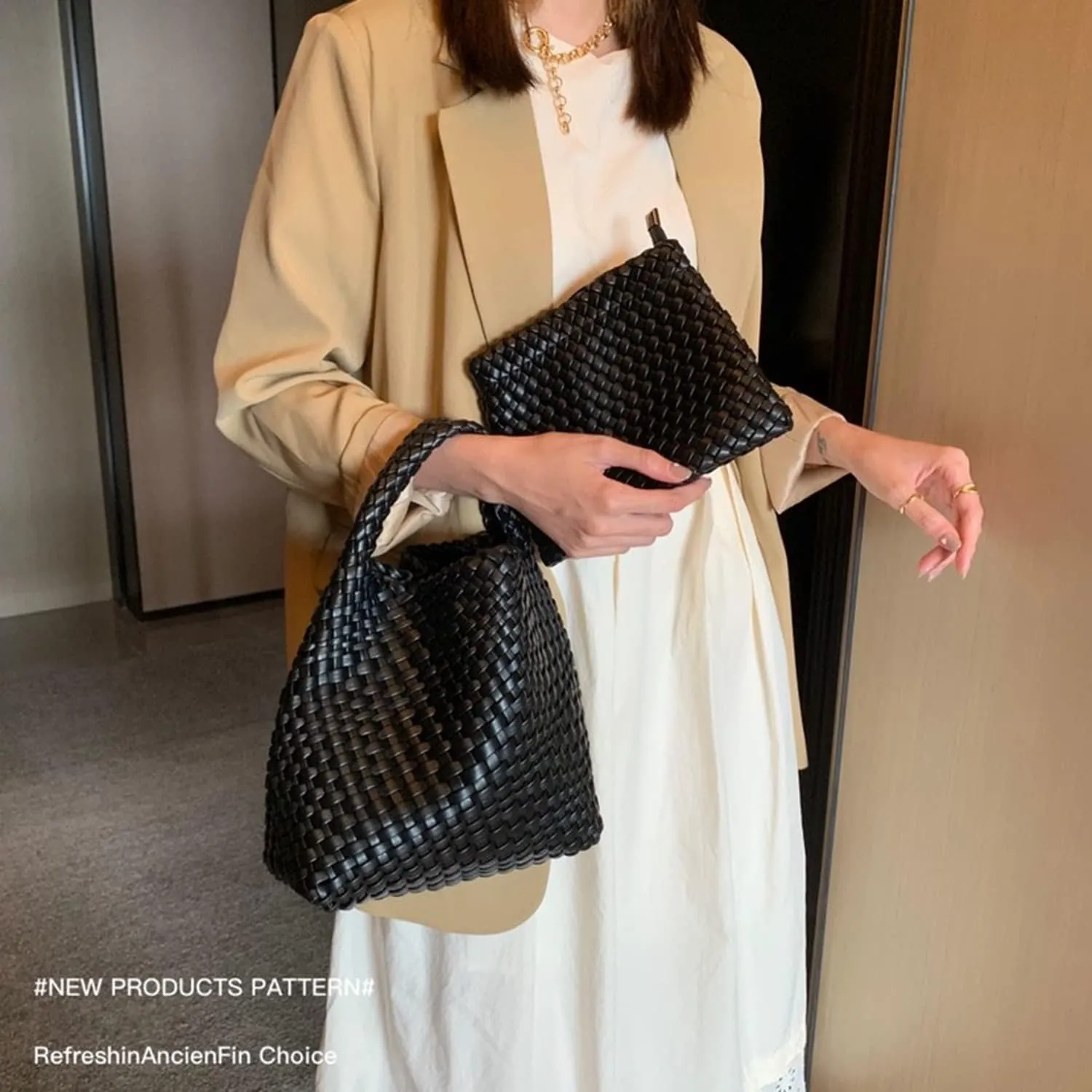 Small Woven Bags for Women Cute Hobo Tote Woven Handbag Mini Clutch Purse vegan leather Crossbody bags Shoulder Handmade Bag