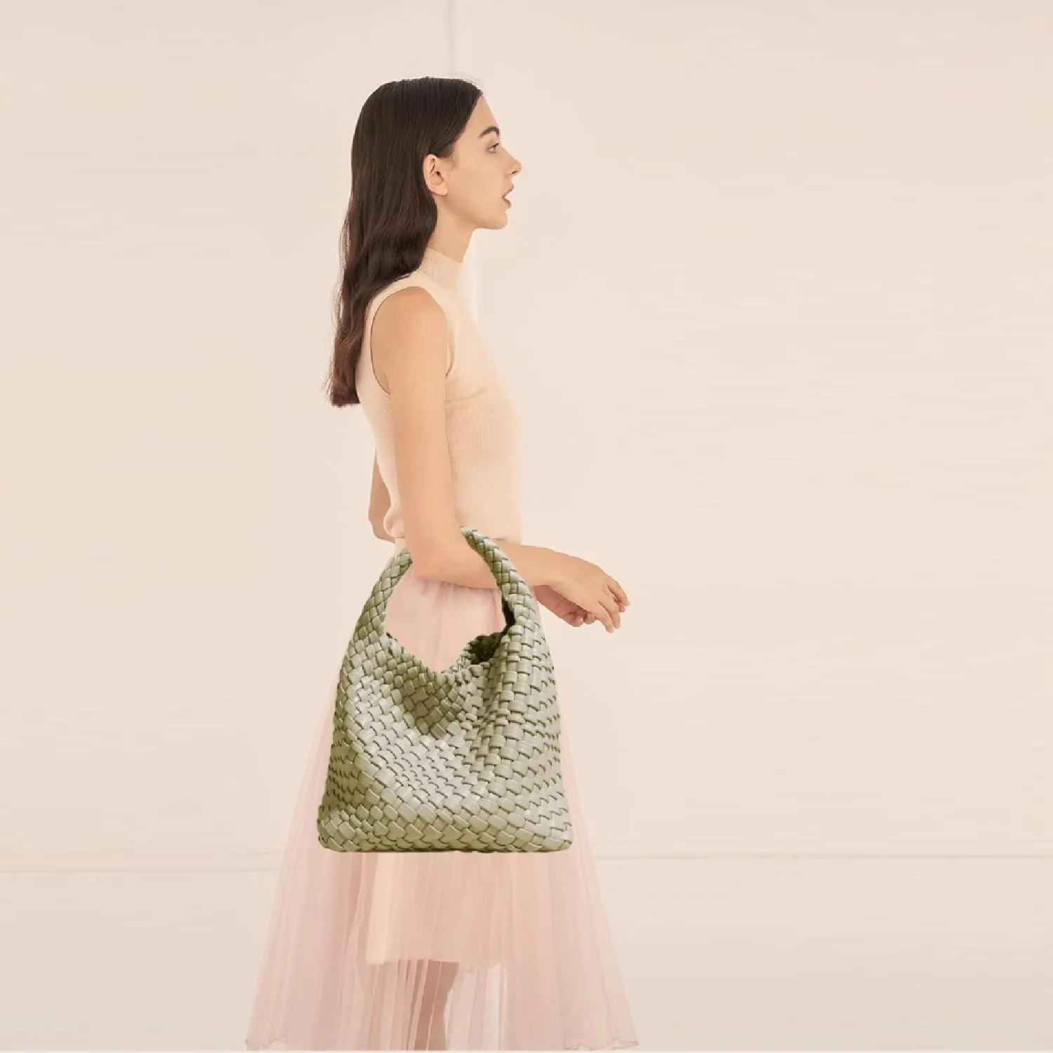 Small Woven Bags for Women Cute Hobo Tote Woven Handbag Mini Clutch Purse vegan leather Crossbody bags Shoulder Handmade Bag