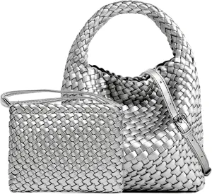 Small Woven Bags for Women Cute Hobo Tote Woven Handbag Mini Clutch Purse vegan leather Crossbody bags Shoulder Handmade Bag