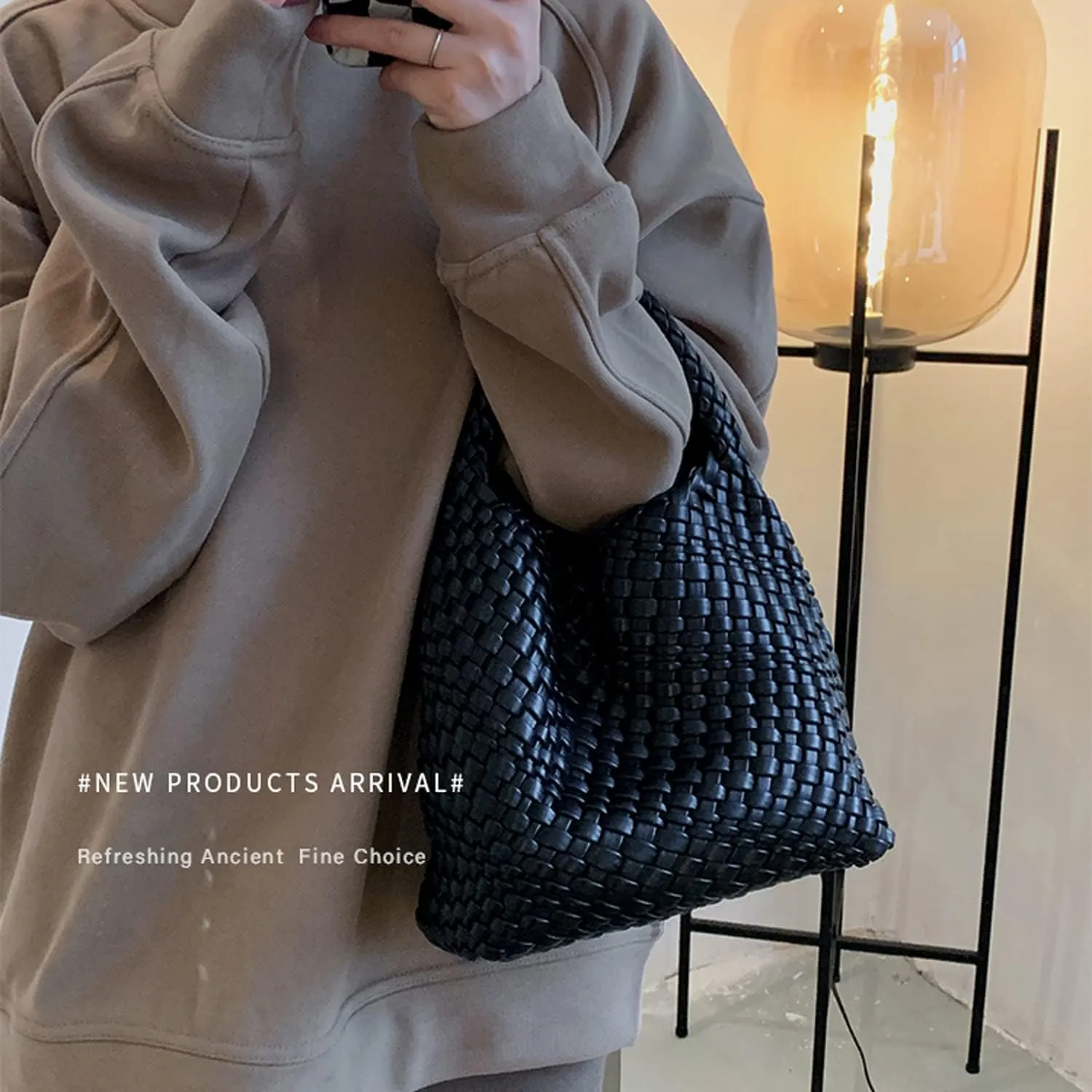 Small Woven Bags for Women Cute Hobo Tote Woven Handbag Mini Clutch Purse vegan leather Crossbody bags Shoulder Handmade Bag