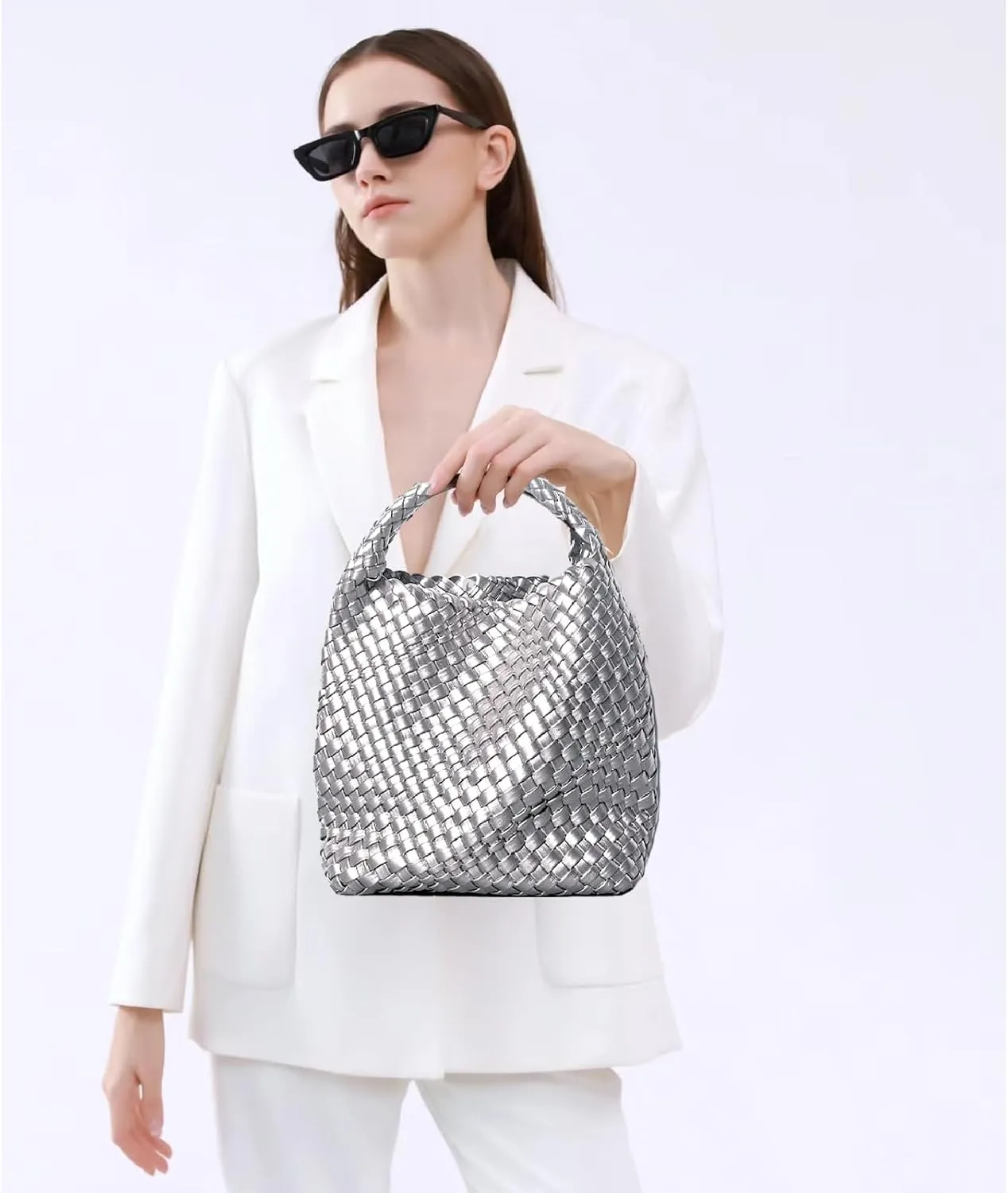 Small Woven Bags for Women Cute Hobo Tote Woven Handbag Mini Clutch Purse vegan leather Crossbody bags Shoulder Handmade Bag
