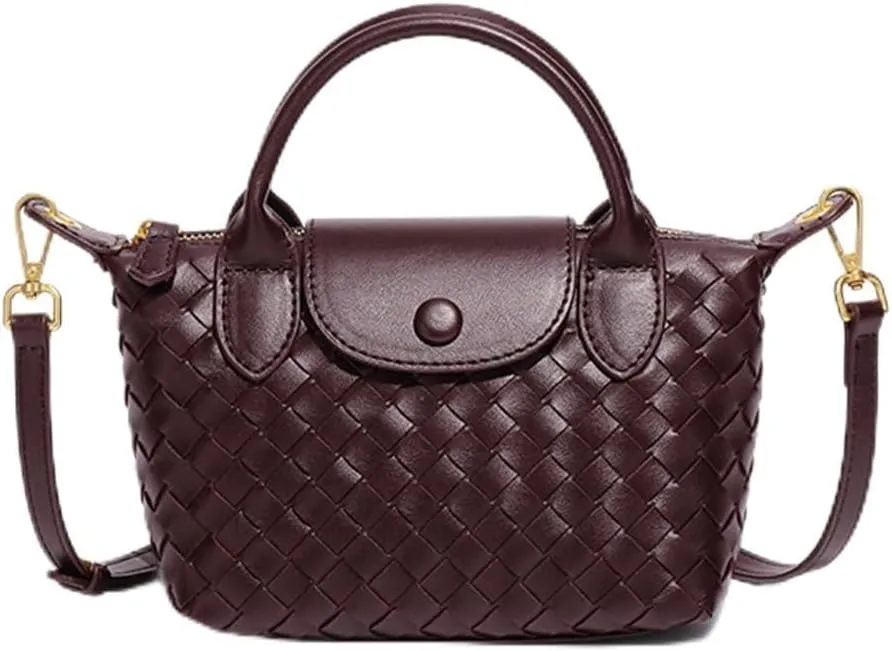 Small Woven Crossbody Bags Purse for Women Trendy Leather Dumpling Lightweight Mini Handbag