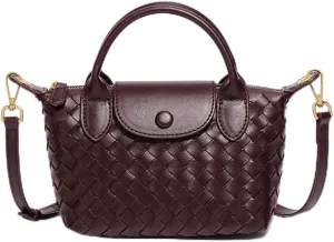 Small Woven Crossbody Bags Purse for Women Trendy Leather Dumpling Lightweight Mini Handbag