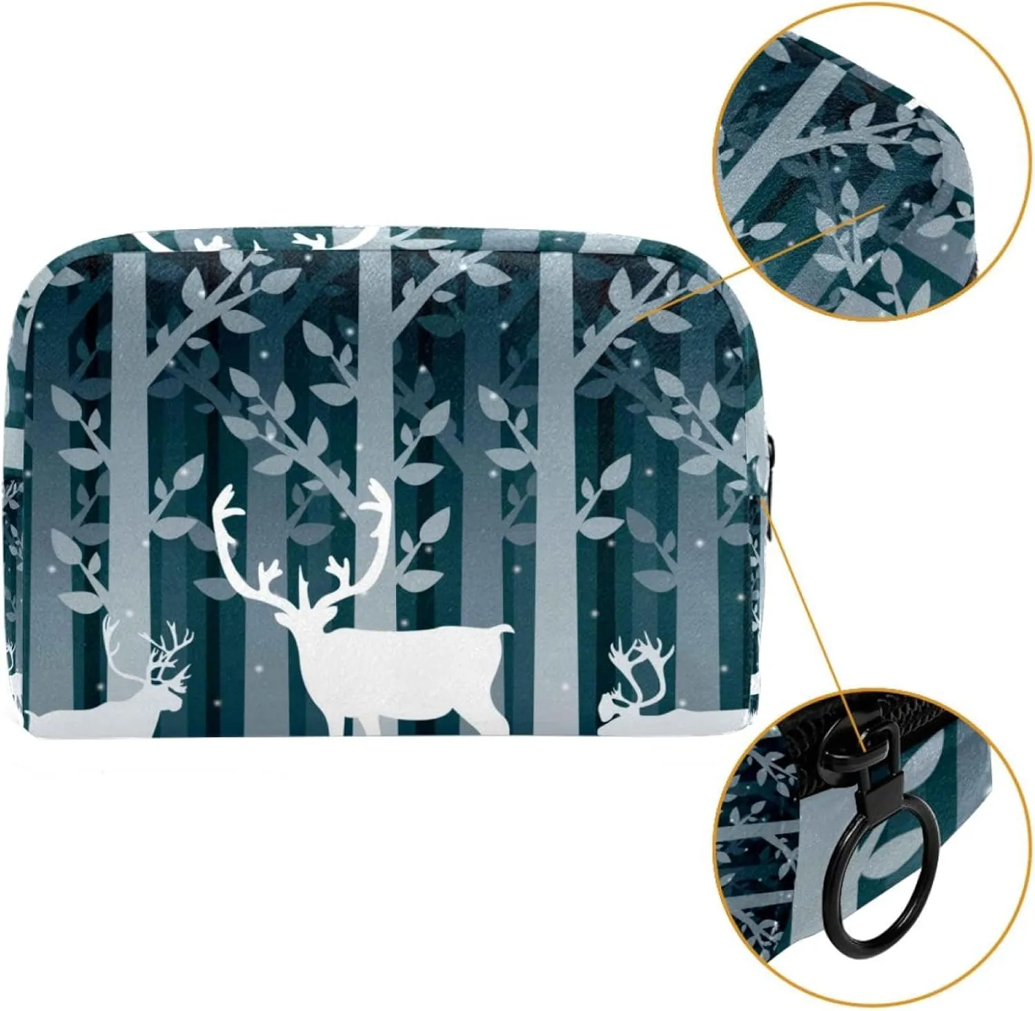 Snow Caribou Small Makeup Bag for Purse, Portable Cosmetic Bag Zipper Makeup Pouch for Women, Stationery, Toiletries, Travel Accessories