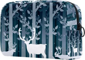 Snow Caribou Small Makeup Bag for Purse, Portable Cosmetic Bag Zipper Makeup Pouch for Women, Stationery, Toiletries, Travel Accessories