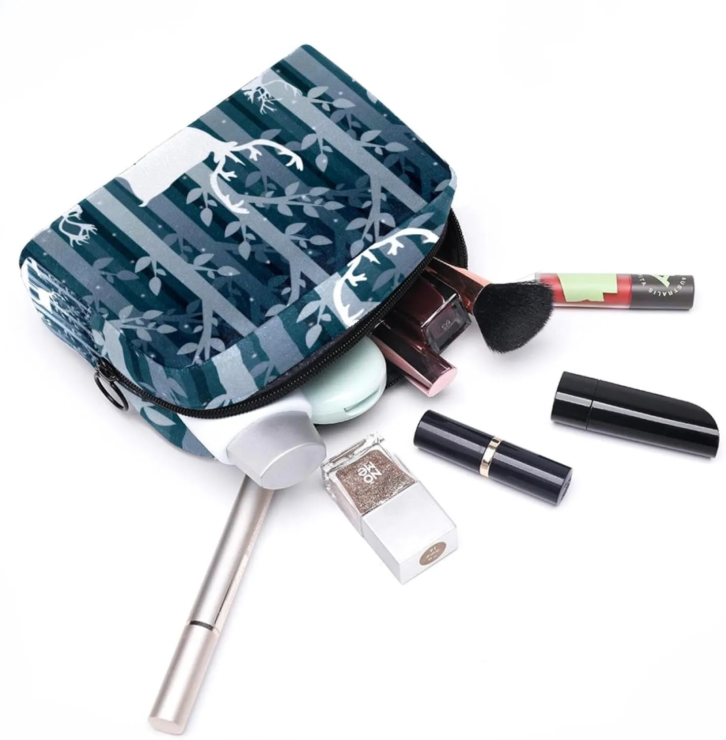 Snow Caribou Small Makeup Bag for Purse, Portable Cosmetic Bag Zipper Makeup Pouch for Women, Stationery, Toiletries, Travel Accessories