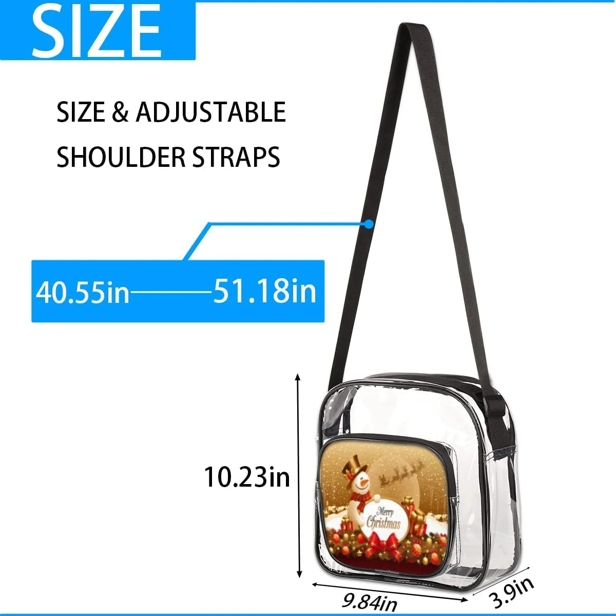 Snowman Christmas Winter Clear Crossbody Bag Clear Messenger Bag Shoulder Bags Clear Purse Stadium Approved