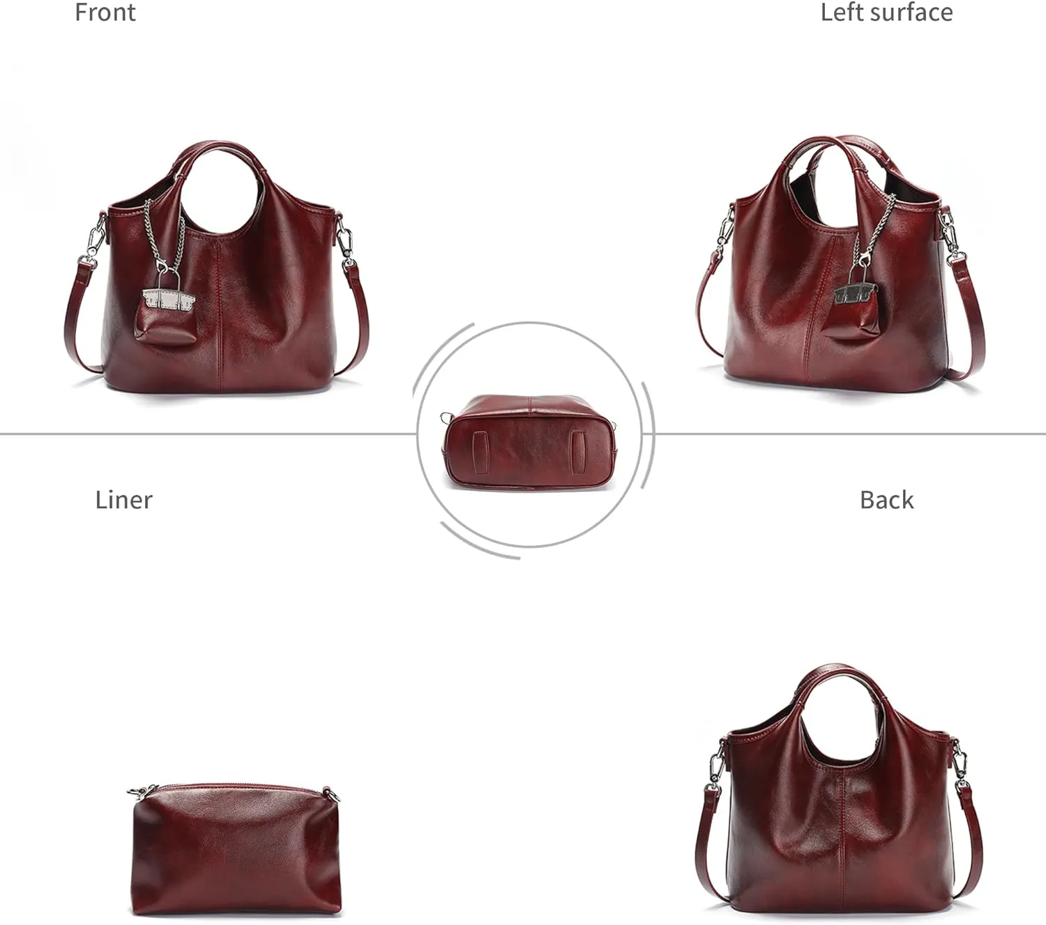 Soft PU Leather Top Handle Handbags Fashion Hobo Purses for Women Vintage with Adjustable Shoulder Strap