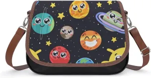 Solar System Space Star Classic Crossbody Bags Purses for Women Leather Shoulder Handbags with Adjustable Strap