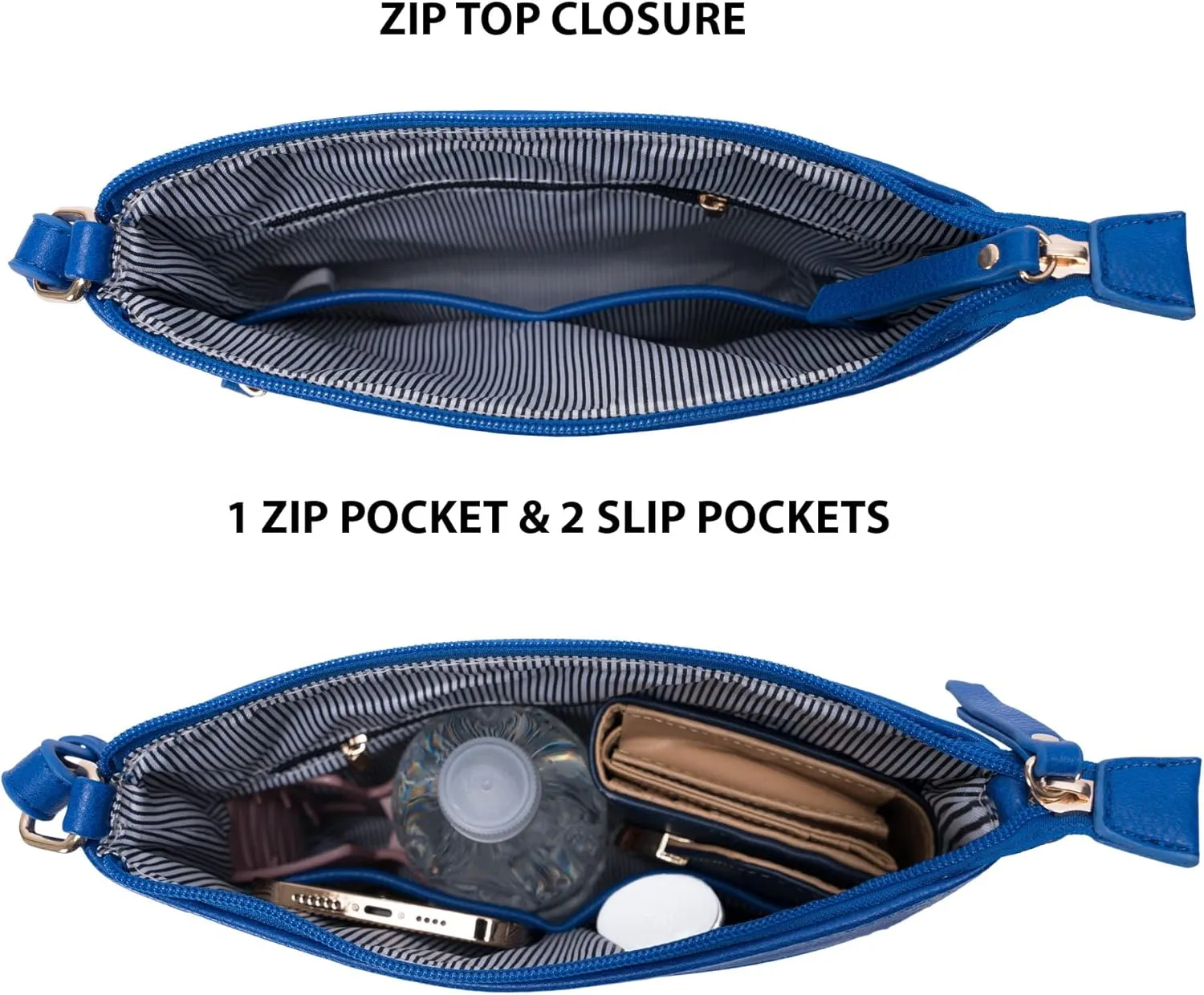 Solene Crossbody Bag Functional Multi Pocket Messenger Purse Top Zip Closure Shoulder Handbag With Adjustable Strap