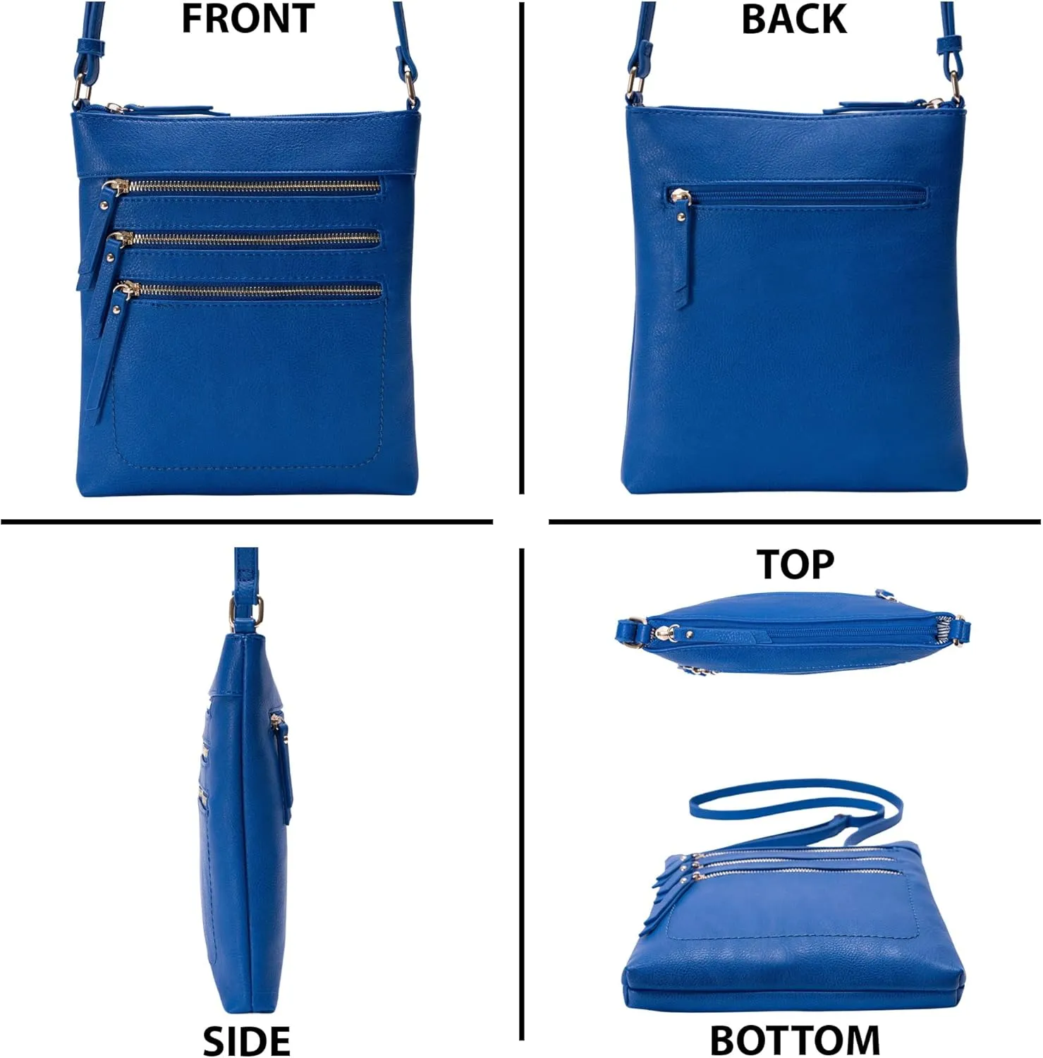 Solene Crossbody Bag Functional Multi Pocket Messenger Purse Top Zip Closure Shoulder Handbag With Adjustable Strap