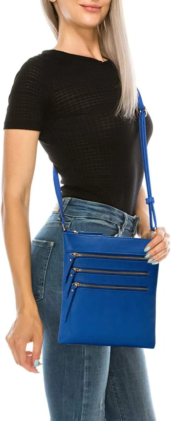 Solene Crossbody Bag Functional Multi Pocket Messenger Purse Top Zip Closure Shoulder Handbag With Adjustable Strap