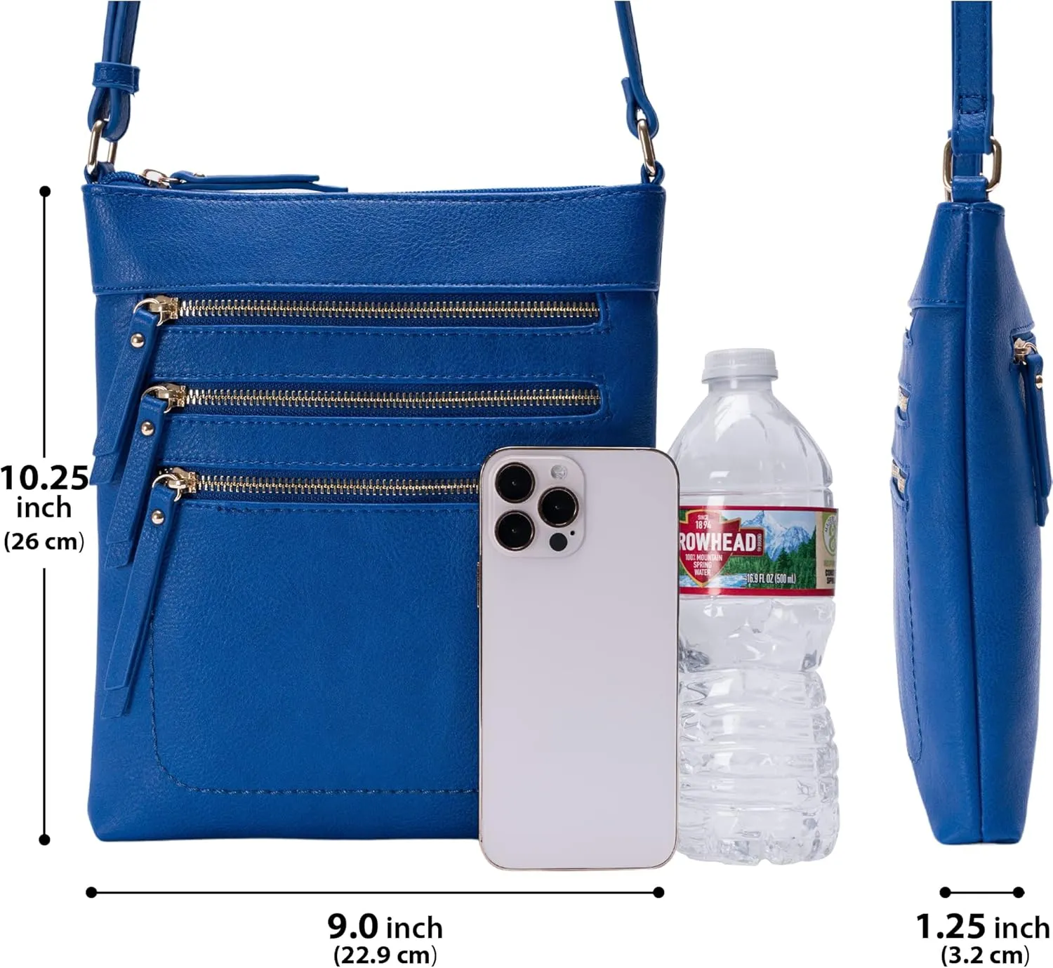 Solene Crossbody Bag Functional Multi Pocket Messenger Purse Top Zip Closure Shoulder Handbag With Adjustable Strap