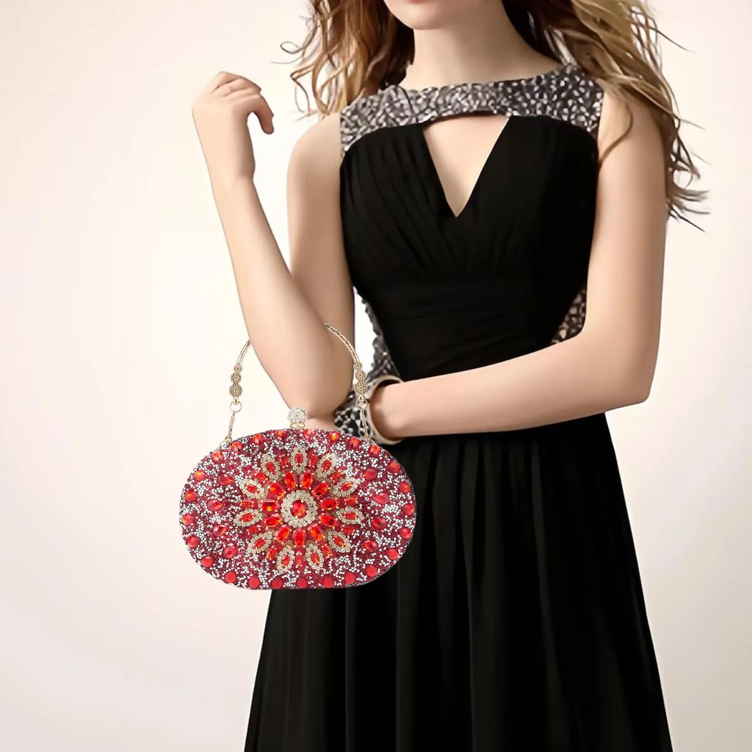 Sparkly Women's Evening Clutch Purses Rhinestone Bag Luxury Handbags For Weddings Formal Prom Party