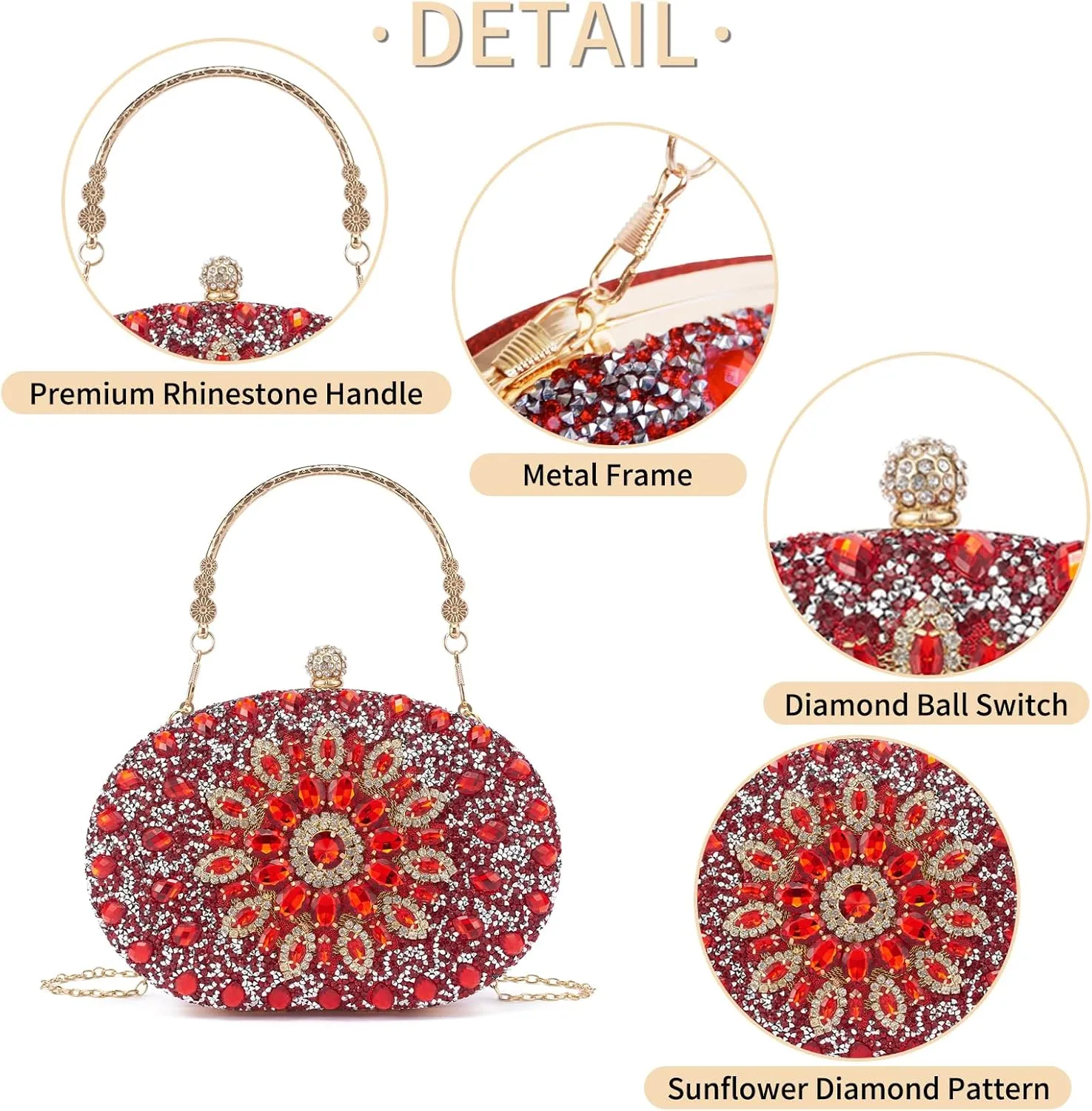 Sparkly Women's Evening Clutch Purses Rhinestone Bag Luxury Handbags For Weddings Formal Prom Party
