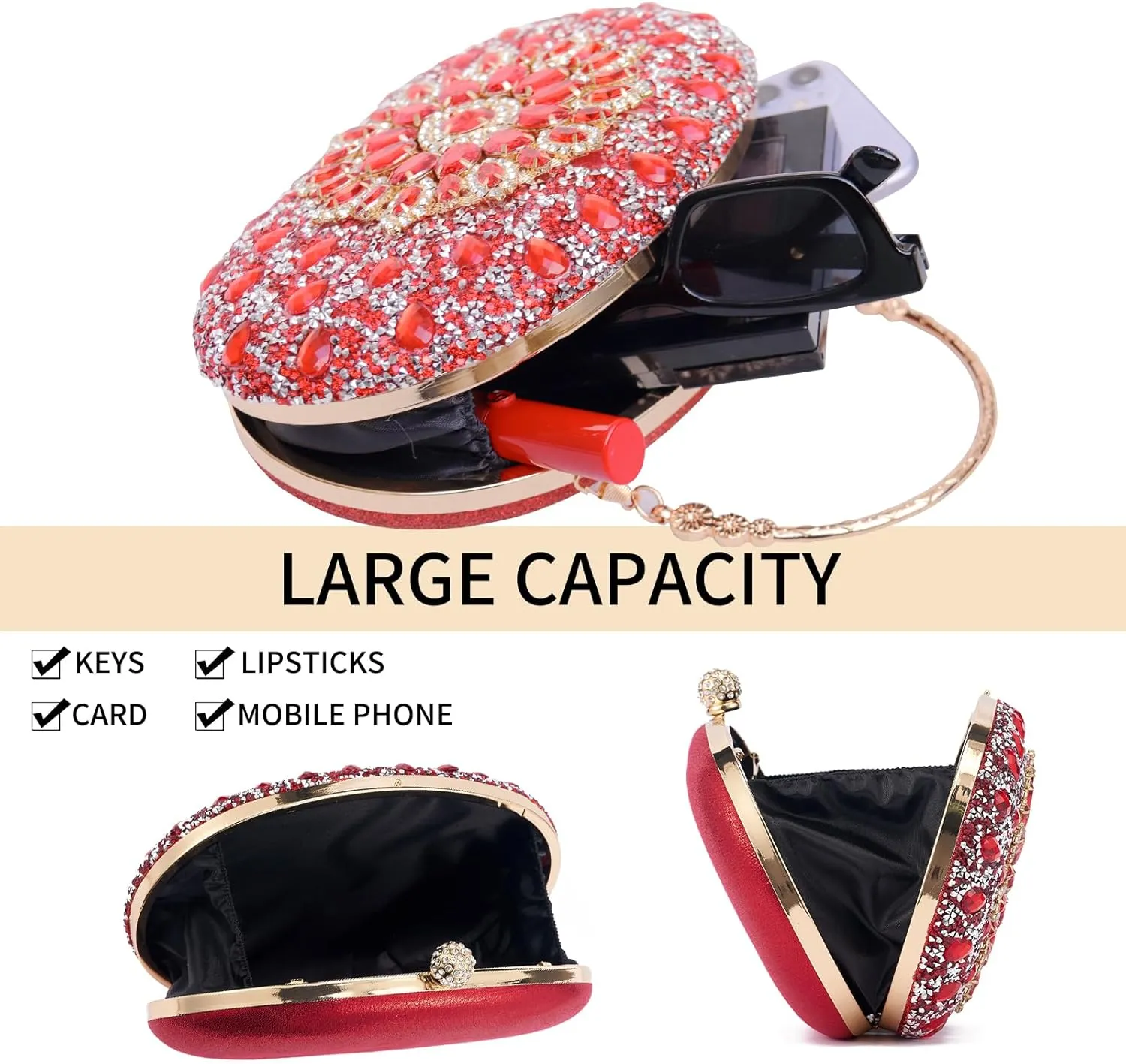 Sparkly Women's Evening Clutch Purses Rhinestone Bag Luxury Handbags For Weddings Formal Prom Party