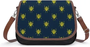 Spider Halloween Pattern Cute Crossbody Purses for Women Leather Shoulder Bag Adjustable Shoulder Strap Handbag