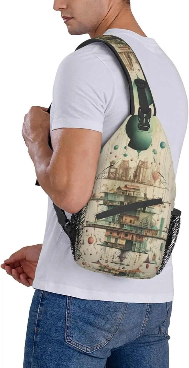 Spring Sunflowers Retro Flowers Crossbody Bag Chest Shoulder Bag Small Casual Backpack Suitable For Women Men Hiking
