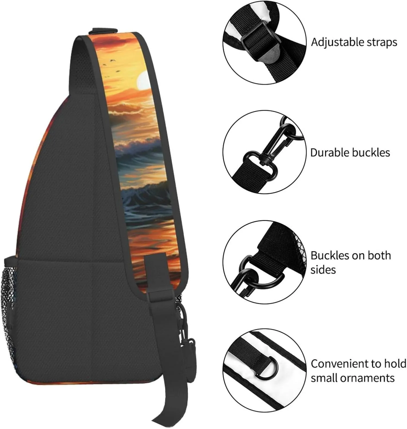 Spring Sunflowers Retro Flowers Crossbody Bag Chest Shoulder Bag Small Casual Backpack Suitable For Women Men Hiking