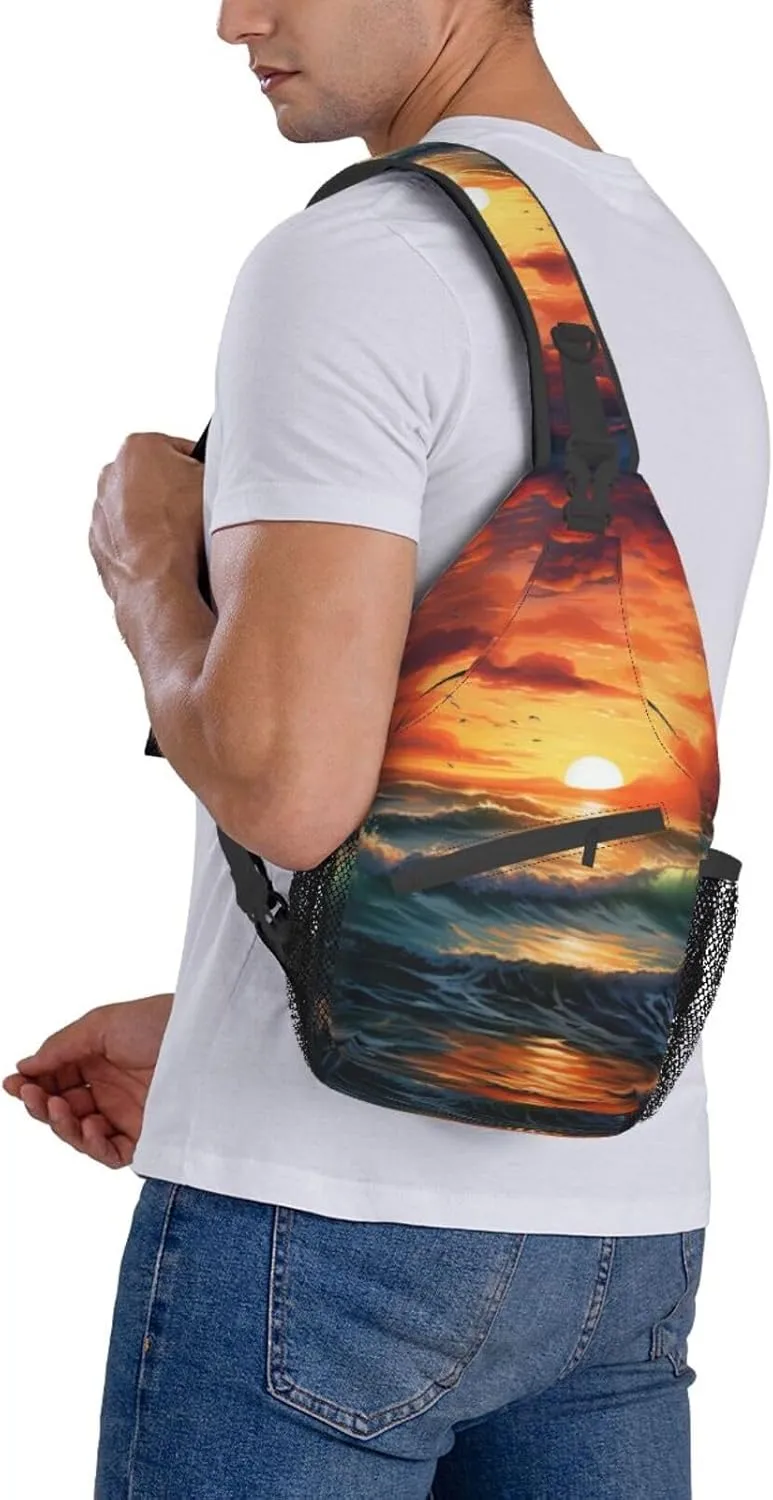 Spring Sunflowers Retro Flowers Crossbody Bag Chest Shoulder Bag Small Casual Backpack Suitable For Women Men Hiking