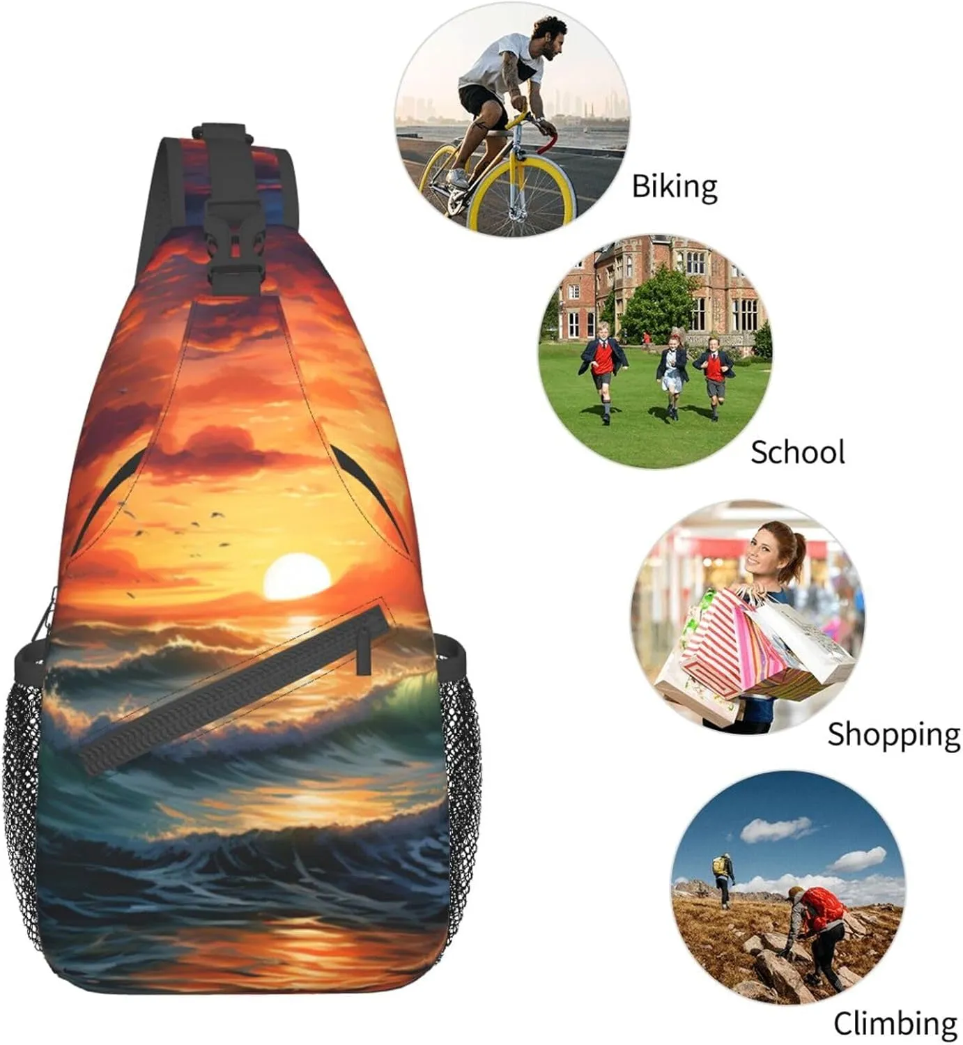 Spring Sunflowers Retro Flowers Crossbody Bag Chest Shoulder Bag Small Casual Backpack Suitable For Women Men Hiking