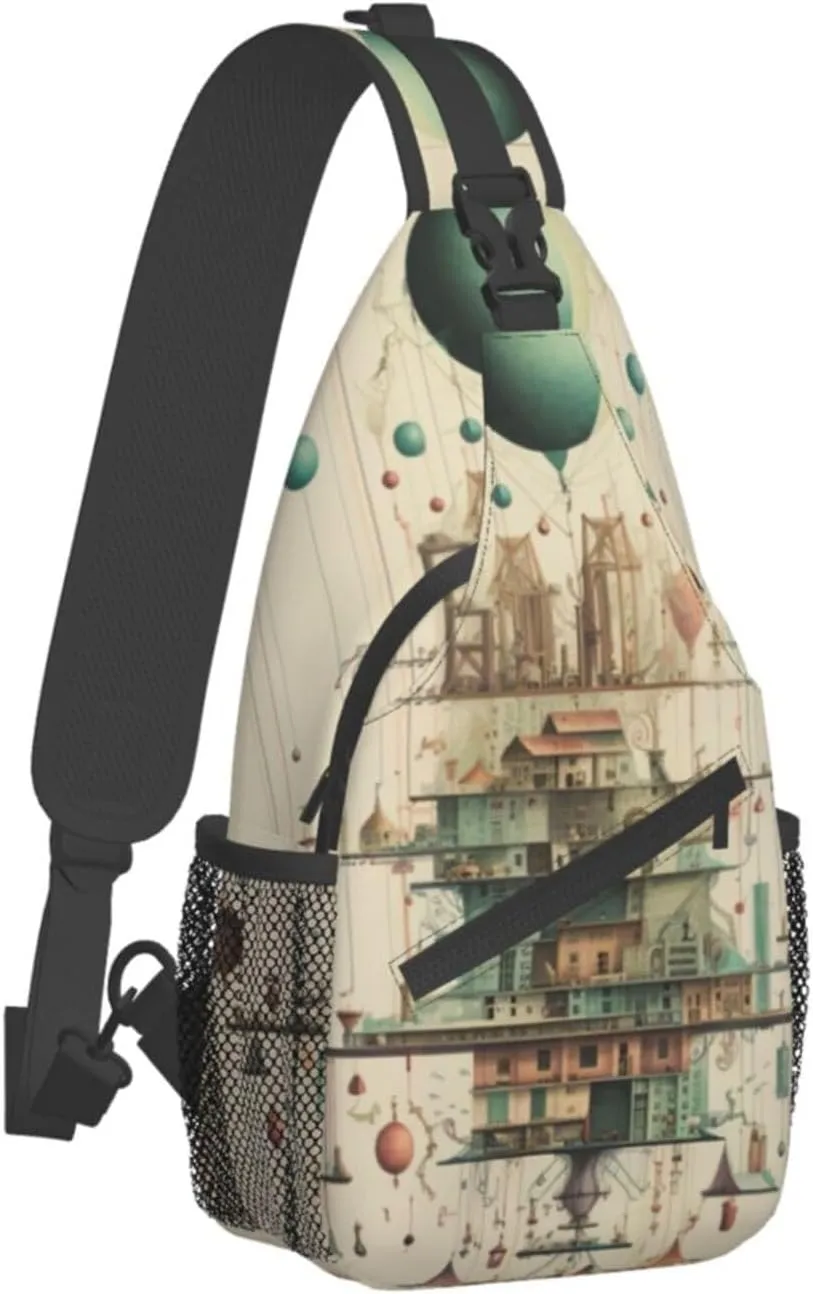 Spring Sunflowers Retro Flowers Crossbody Bag Chest Shoulder Bag Small Casual Backpack Suitable For Women Men Hiking