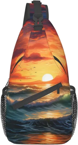 Spring Sunflowers Retro Flowers Crossbody Bag Chest Shoulder Bag Small Casual Backpack Suitable For Women Men Hiking