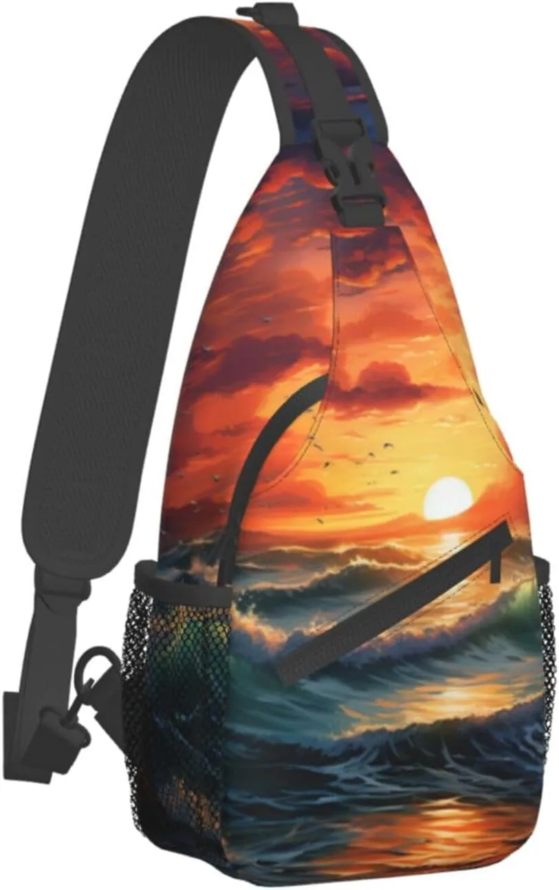 Spring Sunflowers Retro Flowers Crossbody Bag Chest Shoulder Bag Small Casual Backpack Suitable For Women Men Hiking