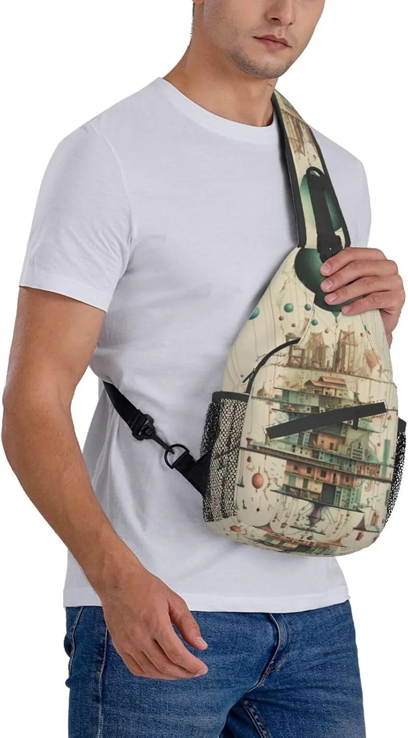 Spring Sunflowers Retro Flowers Crossbody Bag Chest Shoulder Bag Small Casual Backpack Suitable For Women Men Hiking