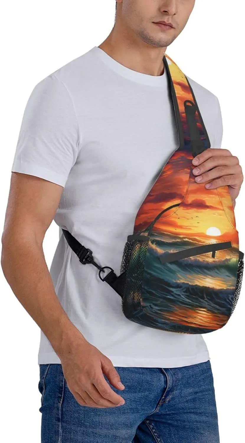 Spring Sunflowers Retro Flowers Crossbody Bag Chest Shoulder Bag Small Casual Backpack Suitable For Women Men Hiking