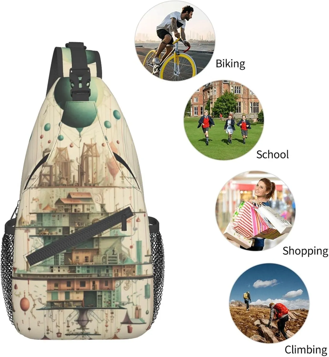 Spring Sunflowers Retro Flowers Crossbody Bag Chest Shoulder Bag Small Casual Backpack Suitable For Women Men Hiking