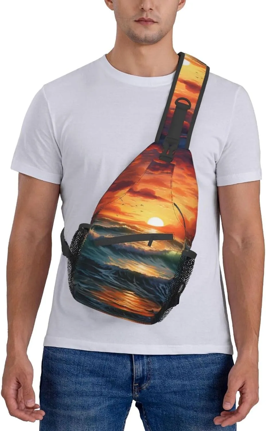 Spring Sunflowers Retro Flowers Crossbody Bag Chest Shoulder Bag Small Casual Backpack Suitable For Women Men Hiking