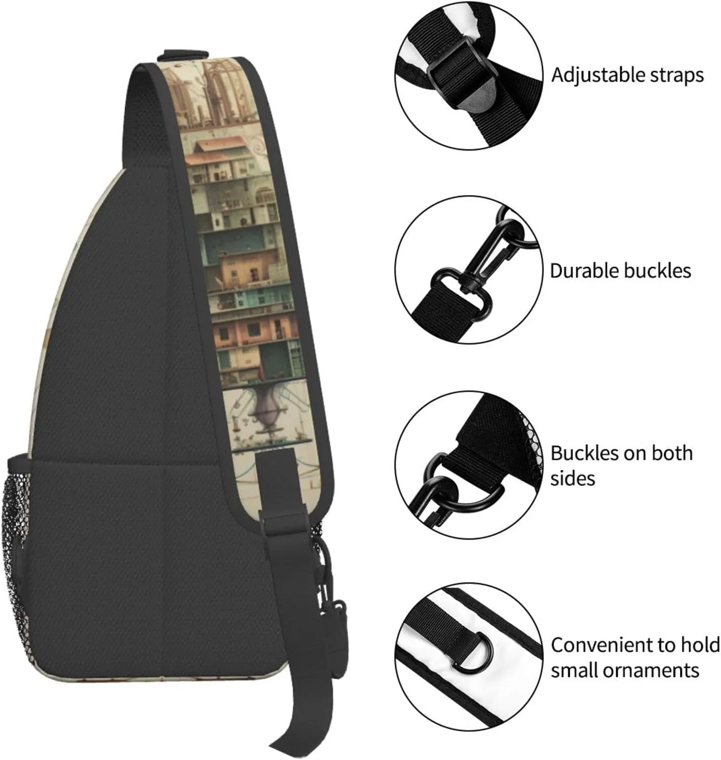 Spring Sunflowers Retro Flowers Crossbody Bag Chest Shoulder Bag Small Casual Backpack Suitable For Women Men Hiking