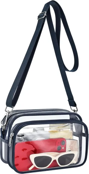 Stadium Approved Clear Bag with Front Pocket - Messenger Bag for Sports, Concerts