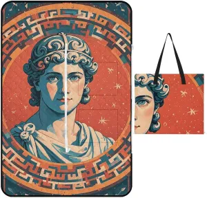 Stamped with Ancient Rome Picnic Blankets Waterproof Blanket Outdoor Beach Blanket with Tote Bag Design, Foldable Picnic Mat for Camping, Beach, Park 150x100cm