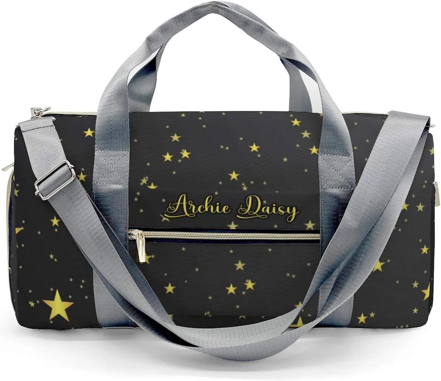 Starry Night Yellow Stars Personalized Duffel Bags Customized Multi-Function Travel Bag Gym Sports Bag Dance Ballet Overnight Carry On Weekend Bag