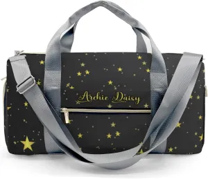 Starry Night Yellow Stars Personalized Duffel Bags Customized Multi-Function Travel Bag Gym Sports Bag Dance Ballet Overnight Carry On Weekend Bag