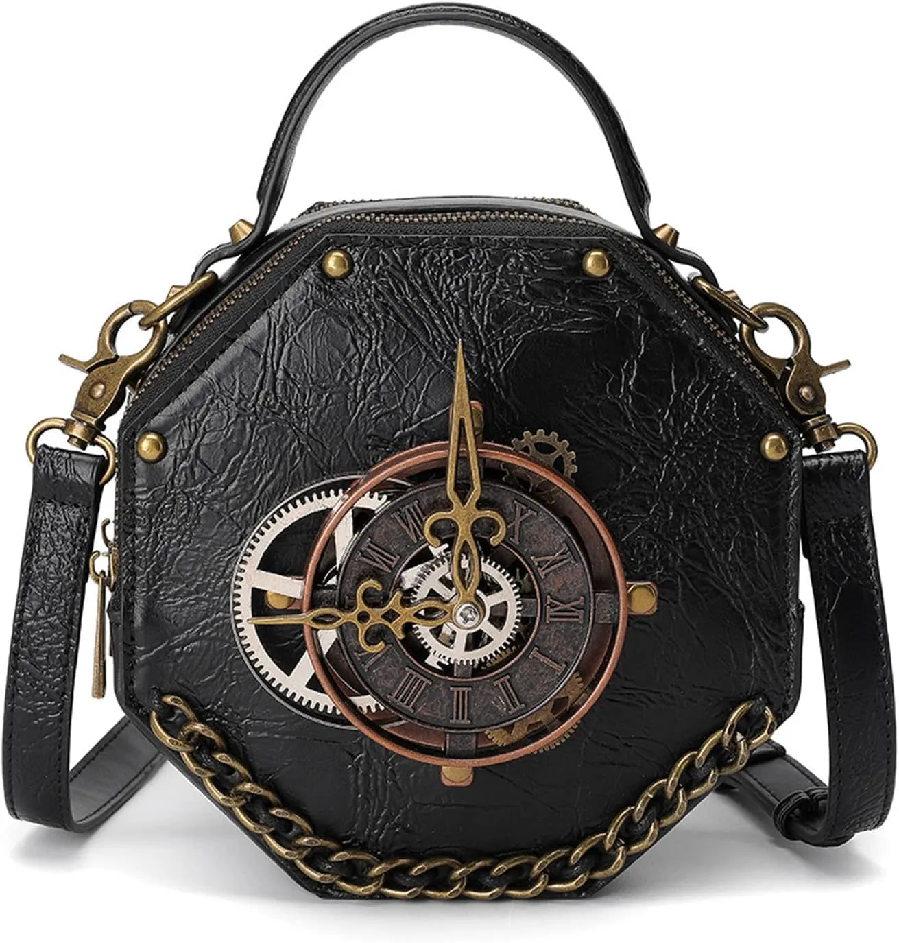 Steampunk PU Leather Messenger Bag Gothic Handbag Retro Handheld Crossbody Shoulder Bags Satchel